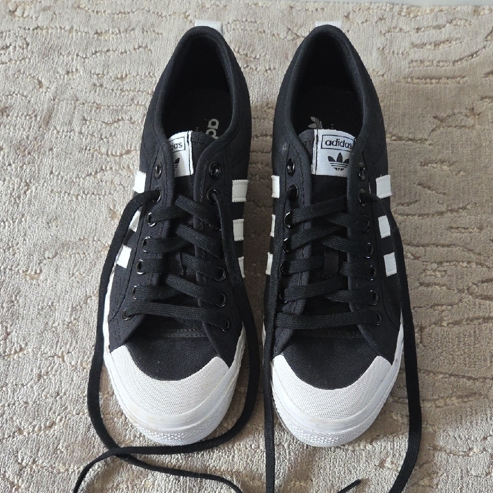 Adidas Women's Black and White Platform Sneakers